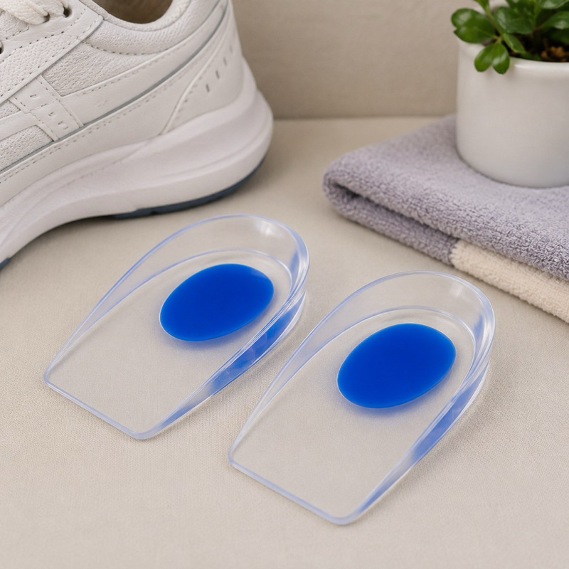 Par Meia Palmilha Silicone Gel Calcanheira Absorção de Impacto Conforto