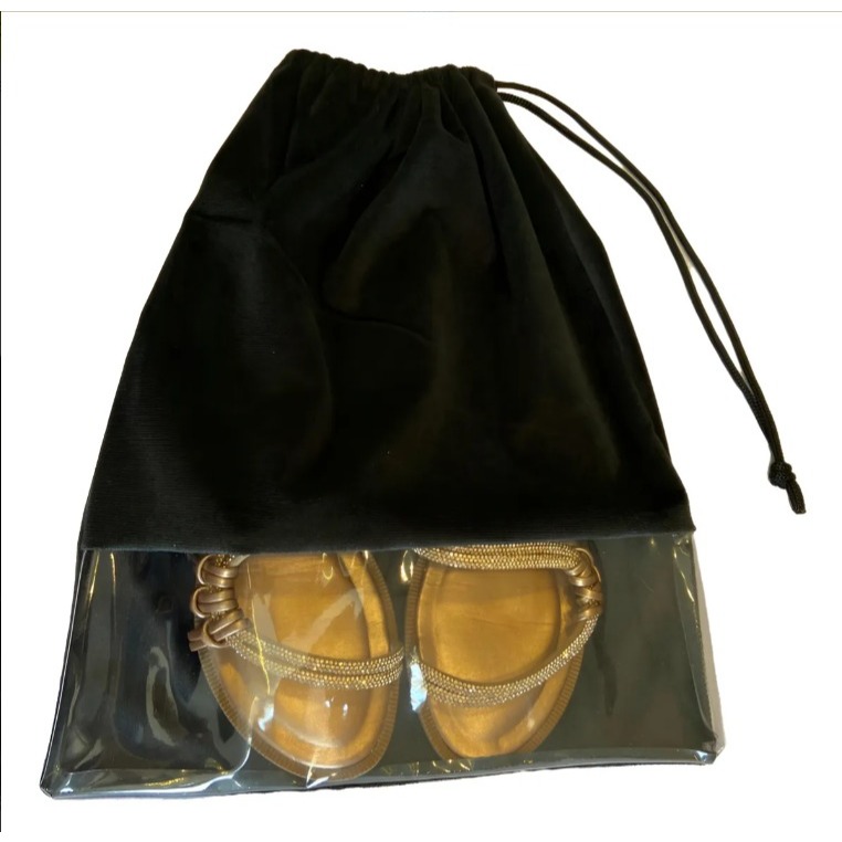 Saco De Calçados Com Visor Transparente Veludo Organizador