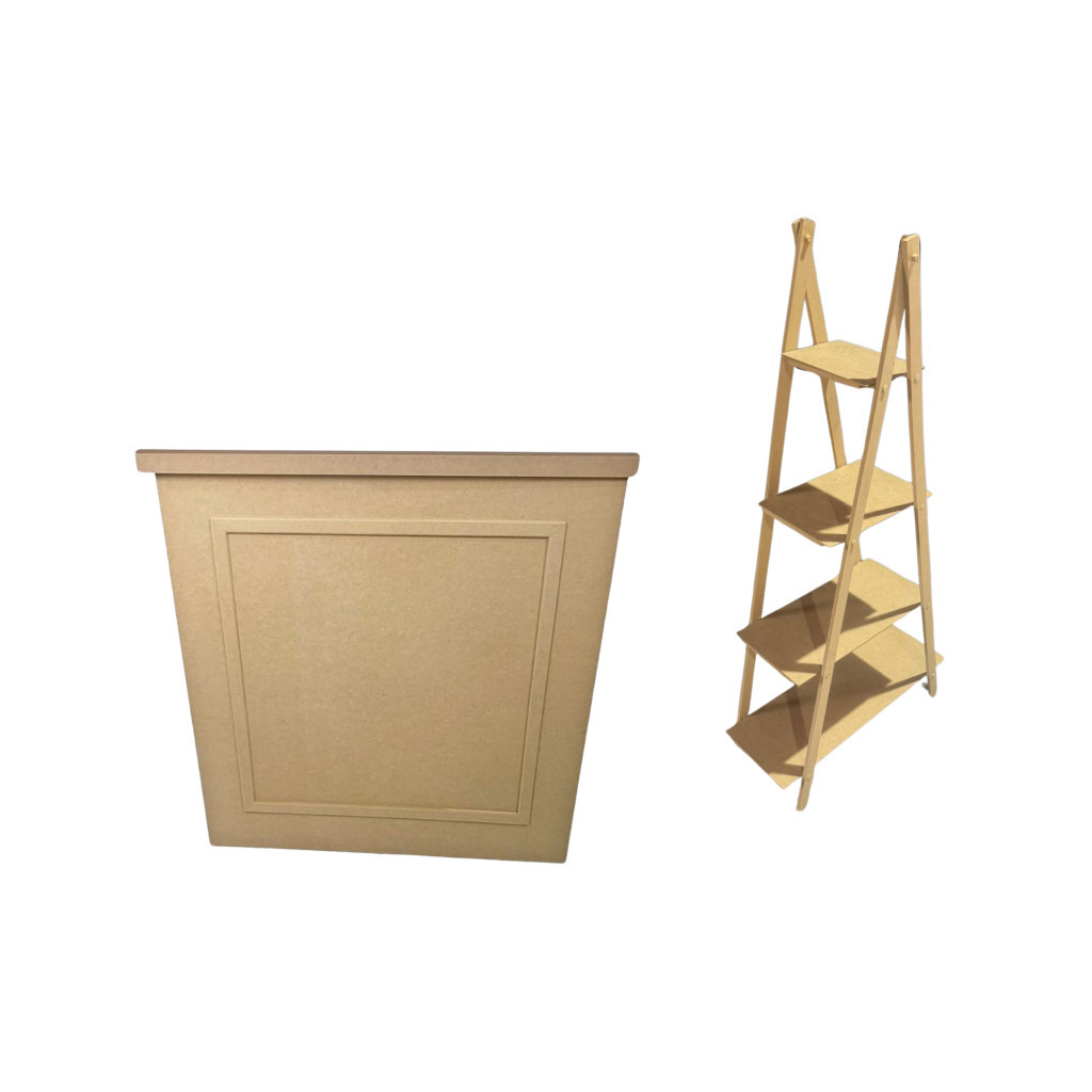Mesa Boiserie Desmontável MDF Cru + Brinde Escadinha 4 Andares