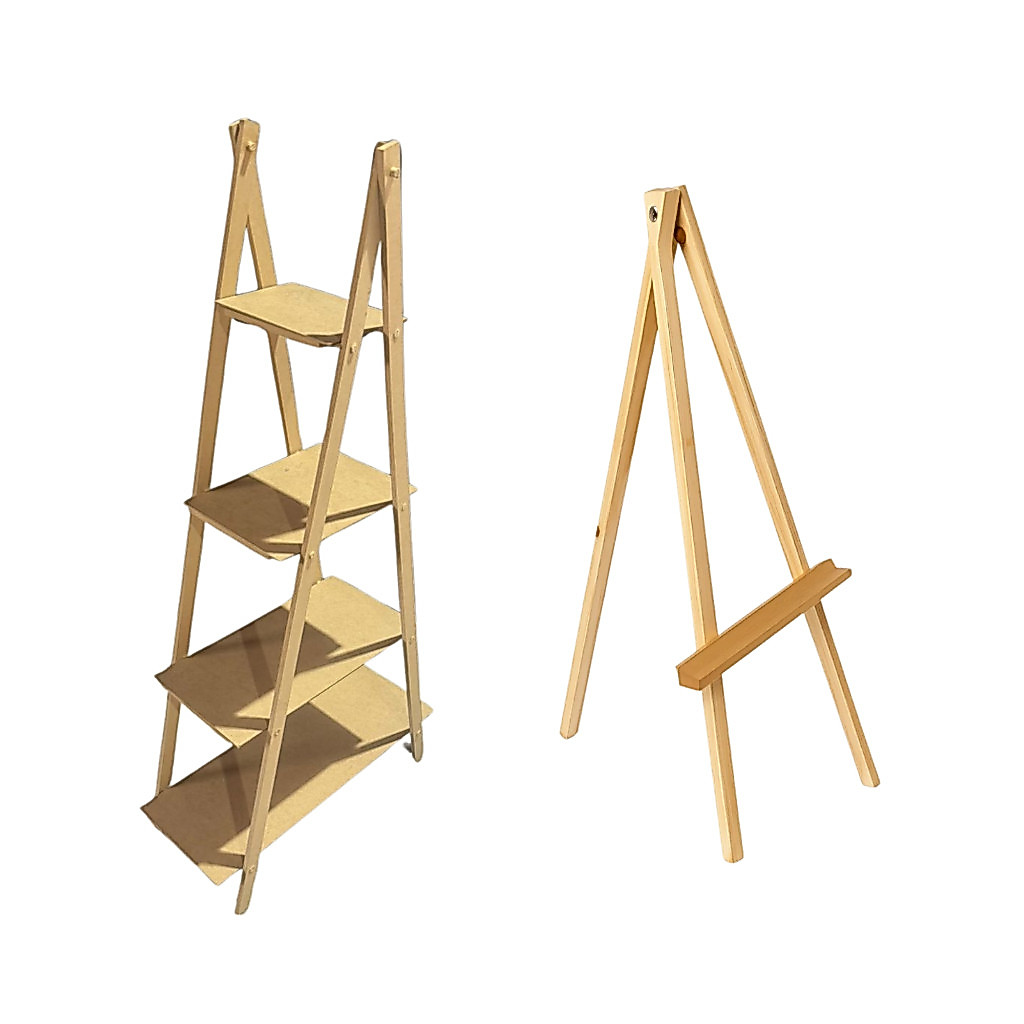 Escadinha 4 Andares + Cavalete em MDF Cru