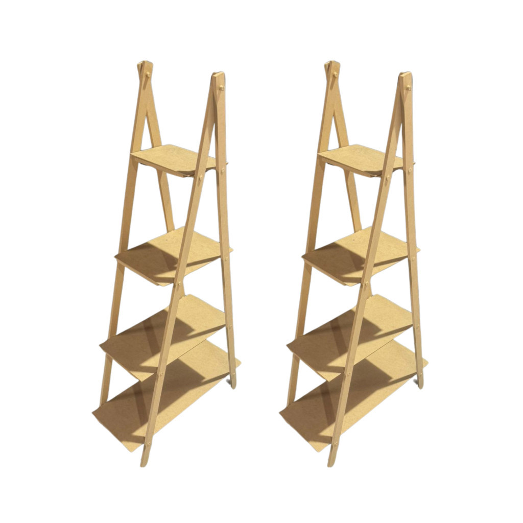 2 Escadinhas 4 Andares Mdf Cru - Decoração De Festas