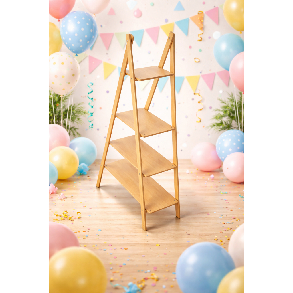 1 Escada Decorativa Escadinha Festa Mdf Cru Desmontável 4 Andares