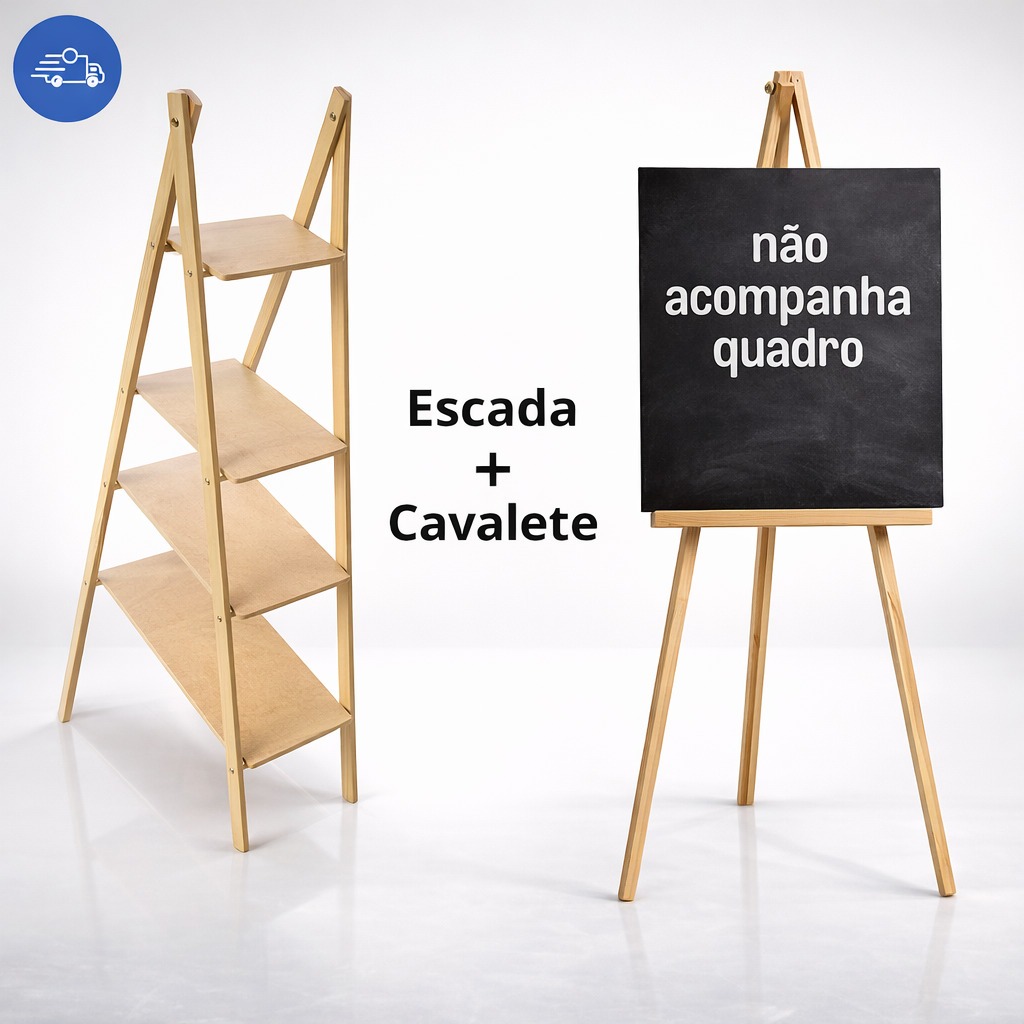 Escada Decorativa Escadinha Festa Mdf Cru Desmontável 4 Andares MAIS Cavalete para festas e aniversário