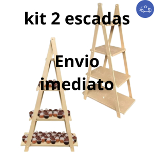 KIT 2 Escadinha De Chao 4 Andares Oferta Especial Mdf Cru