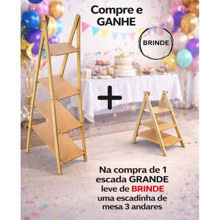 Escadinha De Chao 4 Andares Oferta Especial Mdf Cru MAIS BRINDE