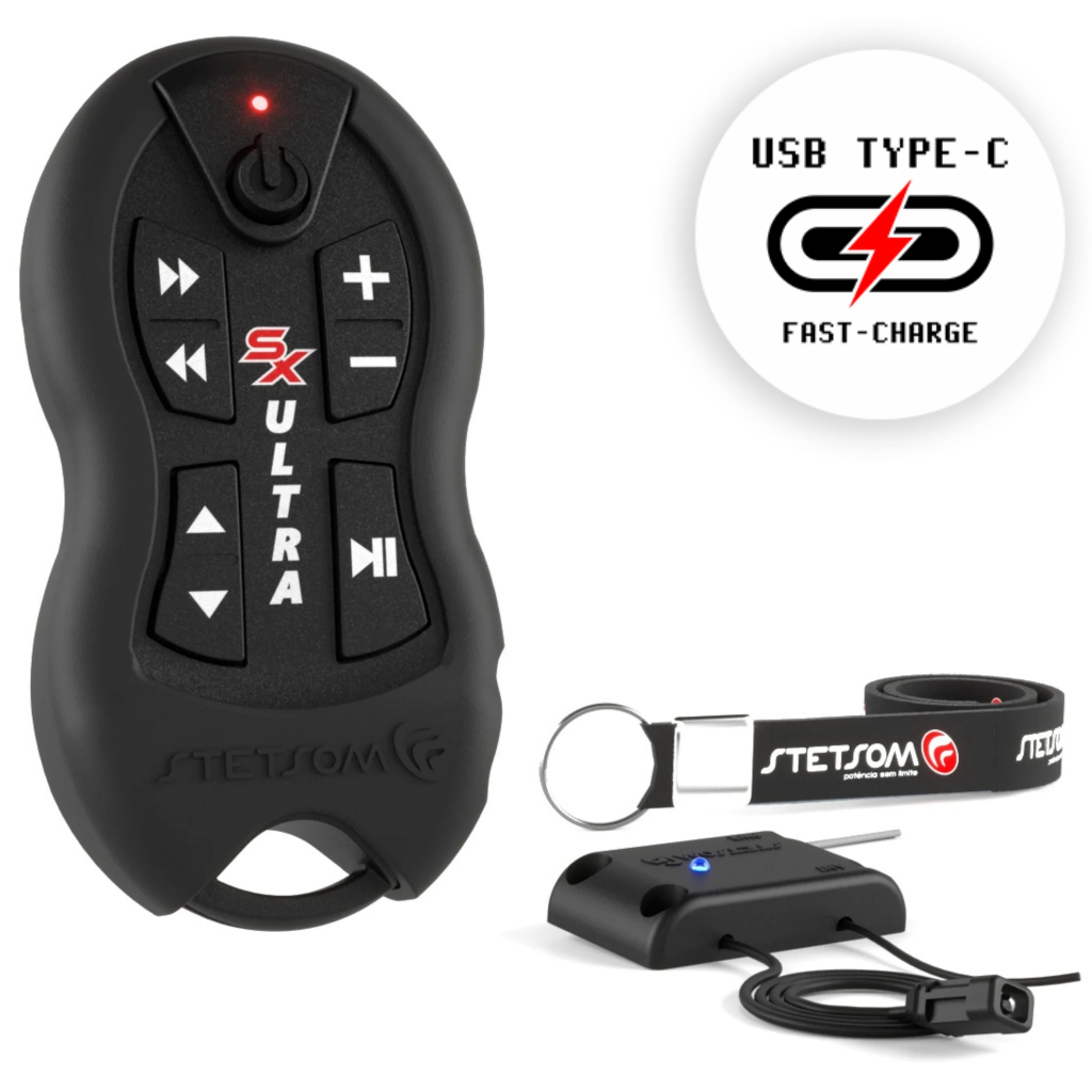 Controle Longa Distância Recarregável Stetsom Alcance Control SX2 Ultra 8 Funções 500 Metros Preto