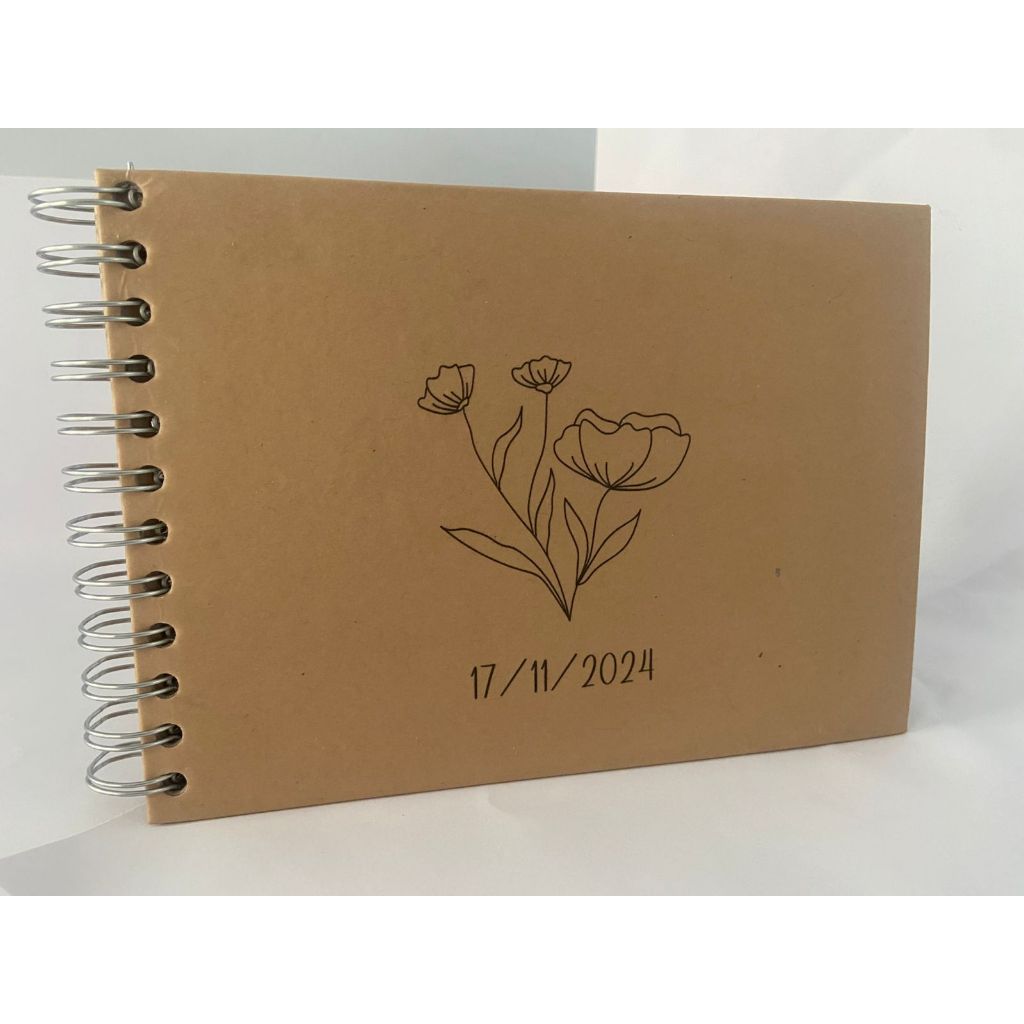 Caderno Scrapbook A5 Kraft com folhas kraft espiral wire-o
