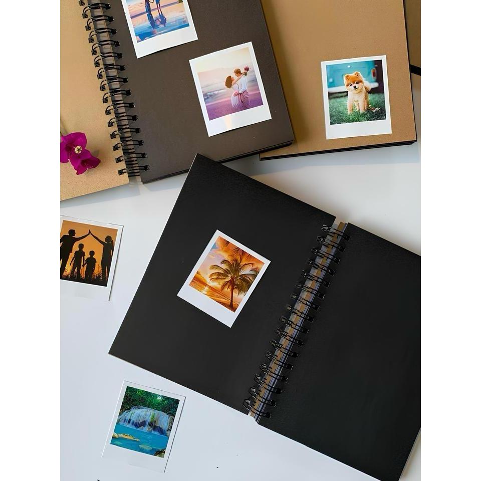Album de Fotos Scrapbook Caderno Ecológico Papel PRETO Capa Flexivel Kraft 420G