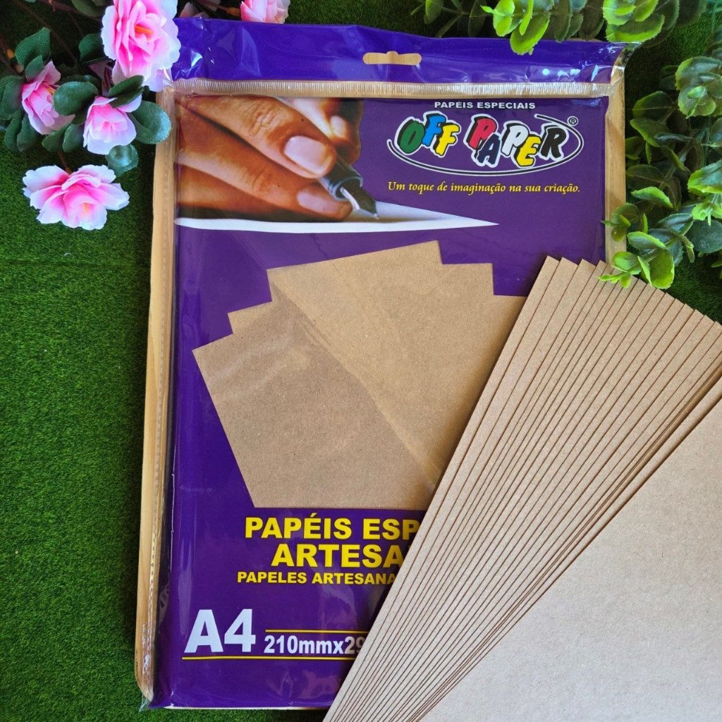 Papel Kraft A4 180g OFF PAPER – 50 Folhas | Papel para Artesanato Scrapbook Convites