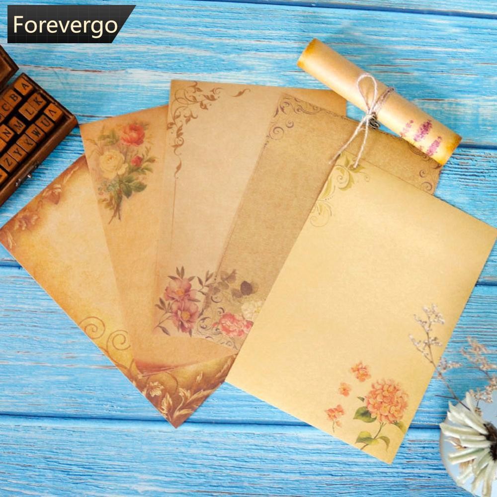 FOREVERGO 8 Folhas/Pacote Papéis De Carta Vintage Retro Romântico Kraft Marrom Escrita Scrapbooking Coleção A8J7