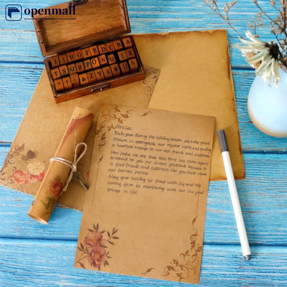 OMALL 8 Folhas/Pacote Papéis De Carta Vintage Retro Romântico Kraft Marrom Escrita Scrapbooking Coleção N6T6