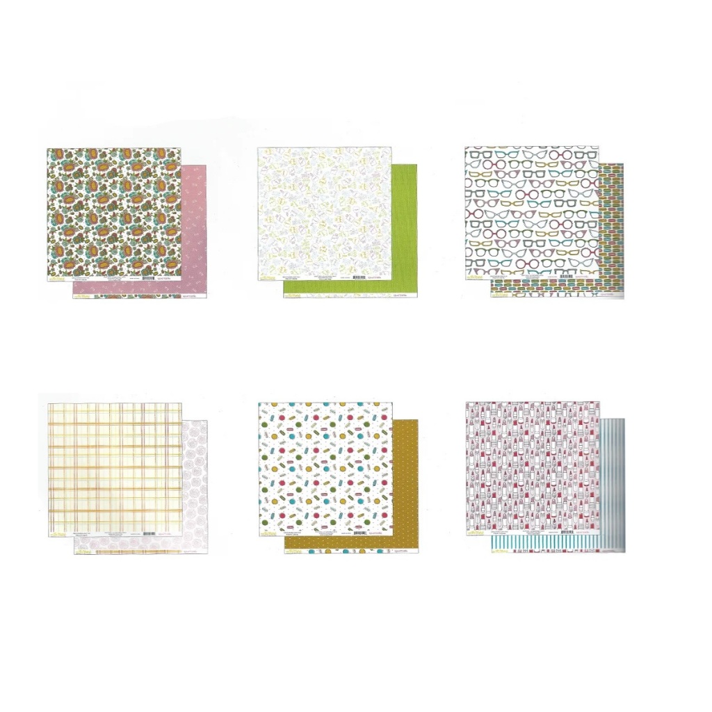 Kit Folhas Para  Kraft Grossa Scrapbook 30x30cm Com 24 Folhas duplas