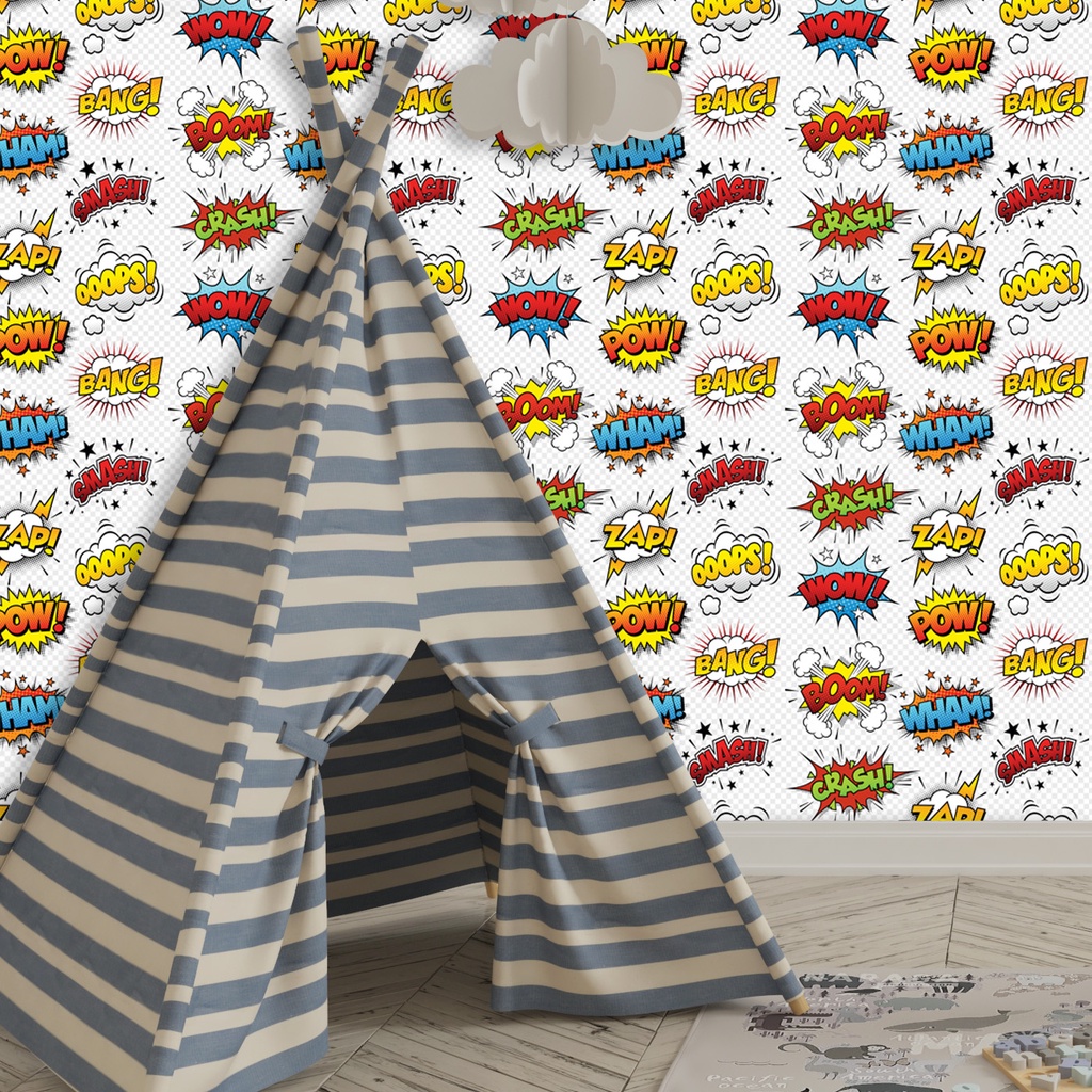 Papel De Parede Adesivo Quadrinhos Retro Quarto Infantil Menino e Menina Colorido Fundo Branco