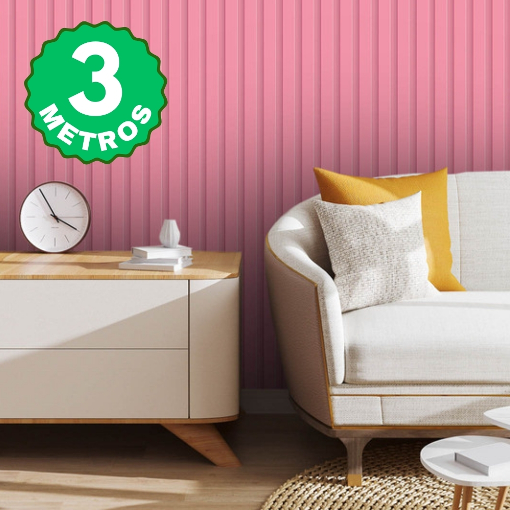 Papel de Parede Adesivo Ripado Rosa Madeira Rosa Quarto Menina Adesivo Lavável 3 Metros