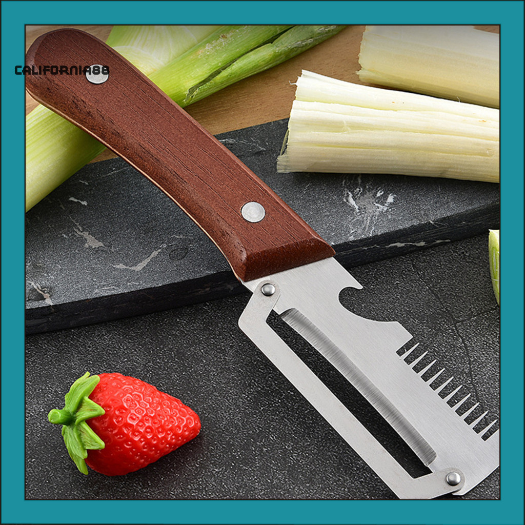 Stainless Steel Vegetable Peeler Paring Knife 2-in-1 Fruit with Wooden Handle Includes Bottle Opener – Quick and Easy