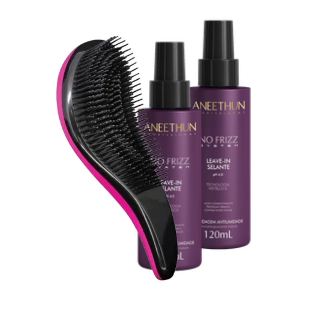 ANEETHUN KIT 2 SPRAY SELANTE FINALIZADOR NO FRIZZ 120ml + ESCOVA