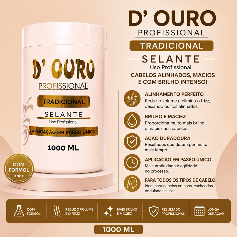 Selagem Profissional D Ouro De Botox Selante Branco ou matizado