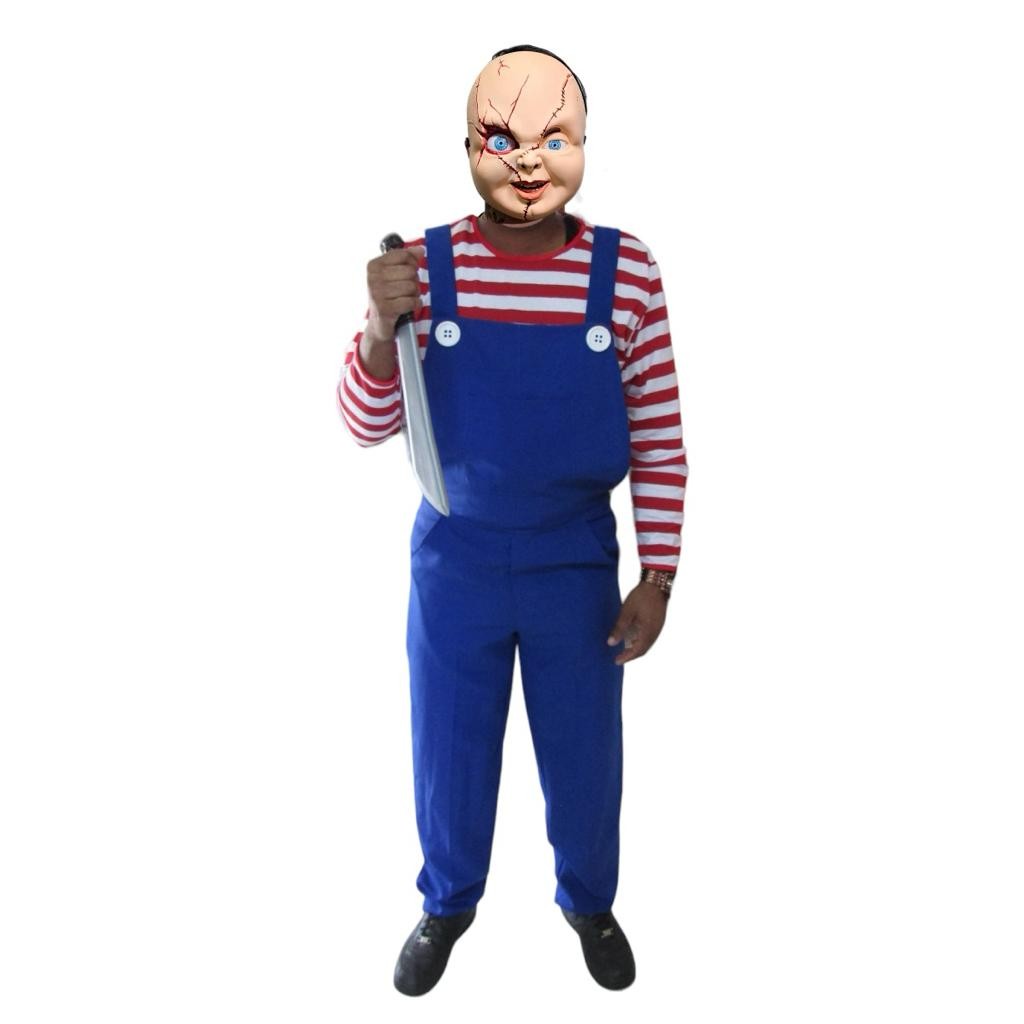 Fantasia Boneco Chucky Adulto Completa Cosplay Festa Halloween Sexta Feira 13 Noites do Terror Zumbi Dia Bruxa