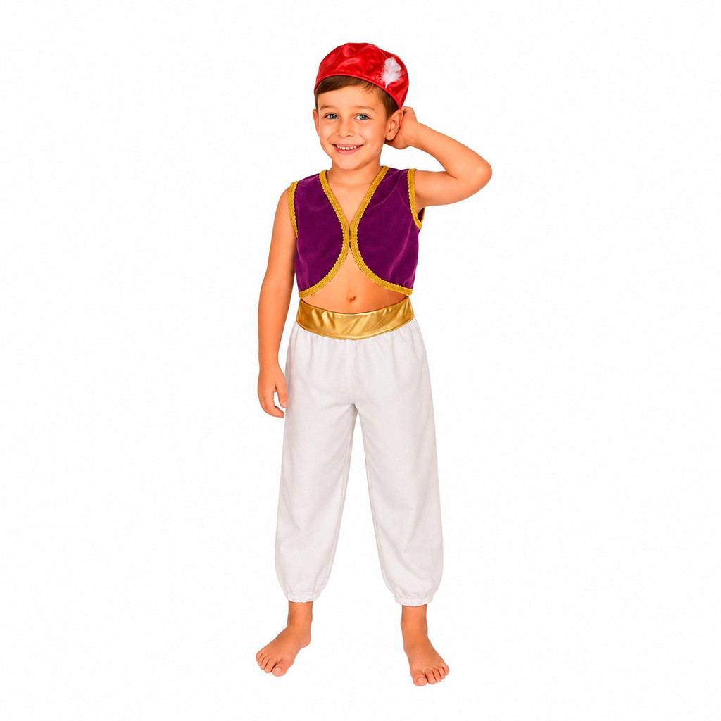 Fantasia Alladin Luxo Infantil Completo Príncipe Místico Sheik Festa Árabe Cosplay Aniversário Carnaval Dia das Crianças