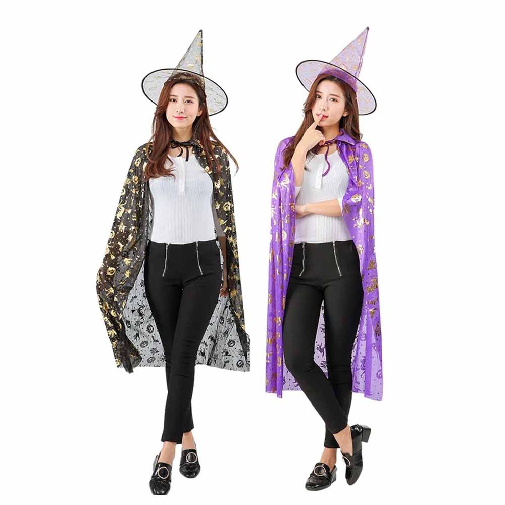 Fantasia Kit Bruxo Adulto Capa e Chapéu Bruxa Bruxinha Feiticeiro Mago Halloween Cosplay Dia das Bruxas Sexta Feira 13