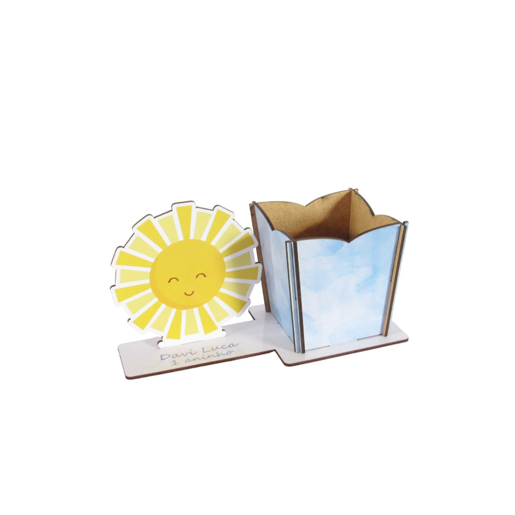 Lembrança Porta Lapis Raio de Sol Azul Colorida Personaliz.