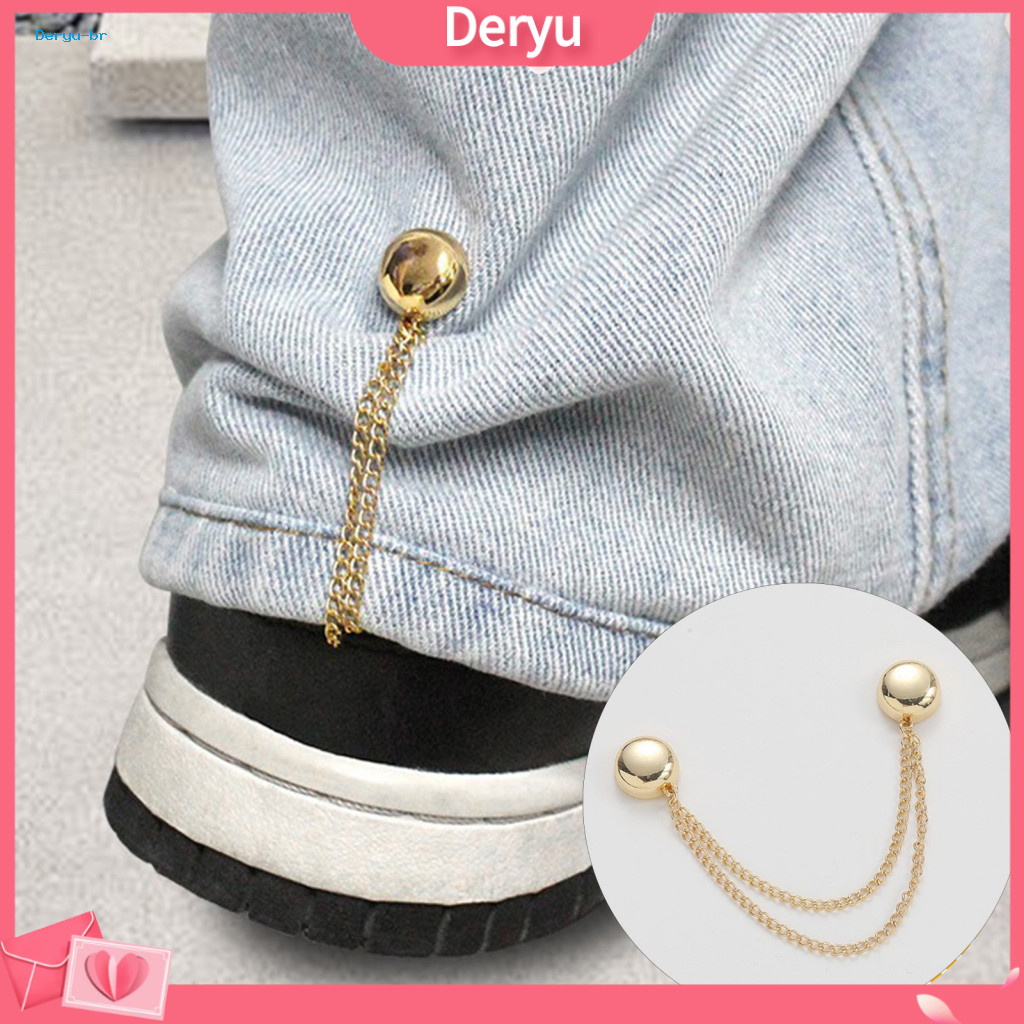 Pants Legs Clip Trouser Leg Clips 2pcs Magnetic Clothing Pins for Shortening Shirt Sleeves Button with Chain Adjustable