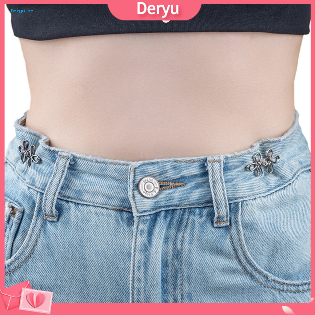 Adjustable Waist Button Pins Reusable Tightener Six-leaf Pants – Detachable No-sew Jeans Buckle Pin for Comfortable