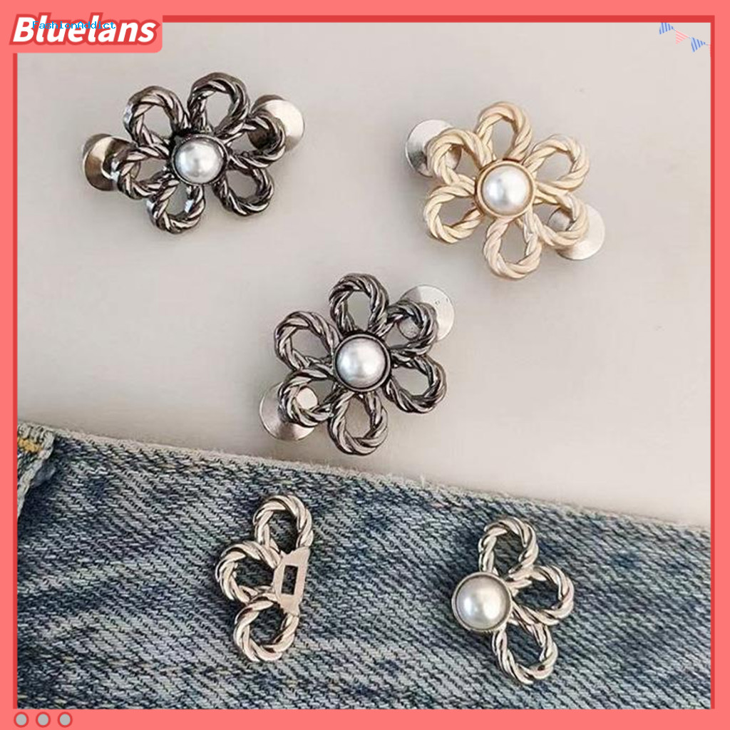 Waist Buckle for Jeans Rugged Metal Clip Adjustable No-sew Tightener Button for Pants Skirts – Easy Decorative Jean Pi