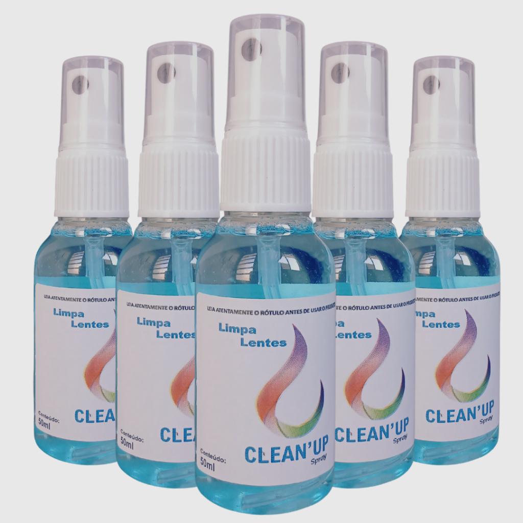 Kit Com 5 Limpa Lentes Clean`up de 50ml  Para Óculos Celular Computador Tablet