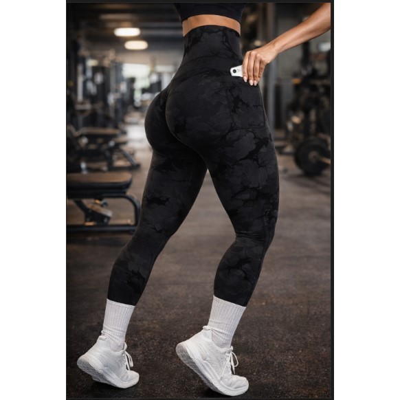 WHL High Waist Seamless Smiley Face Tie-Dye Leggings Mulheres Calças De Yoga De Alta Elasticidade GYM Hip Lift Umidade W