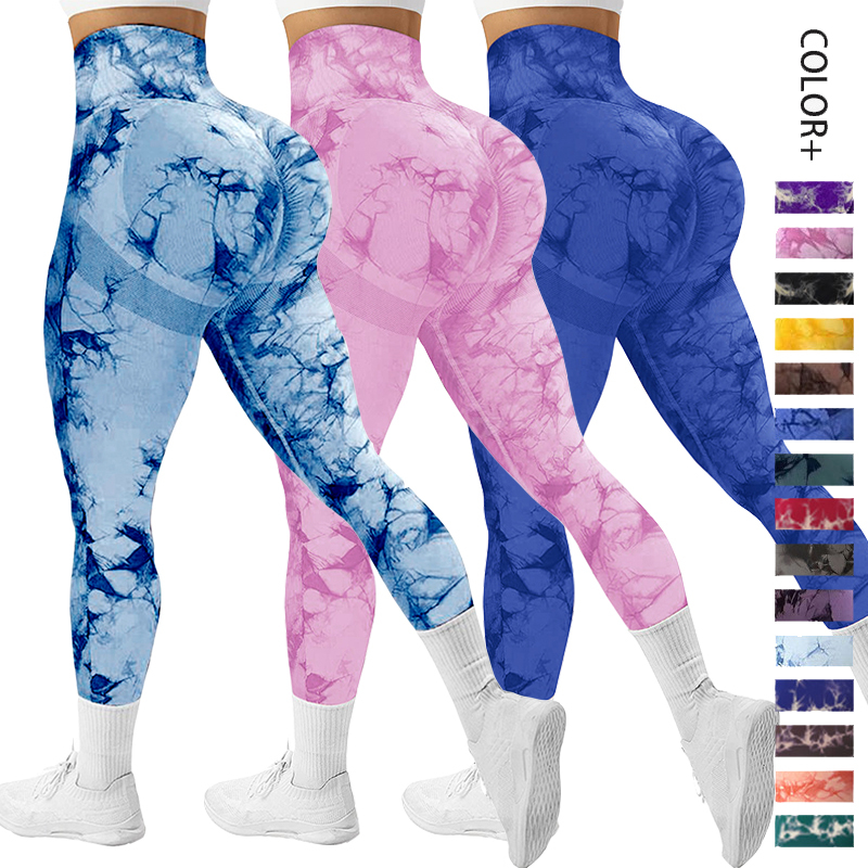 High Waist Seamless Smiley Face Tie-Dye Leggings Mulheres Calças De Yoga De Alta Elasticidade GYM Hip Lift Umidade Wicking Secagem Rápida Corrida Bola Estudante Feminina Jovem