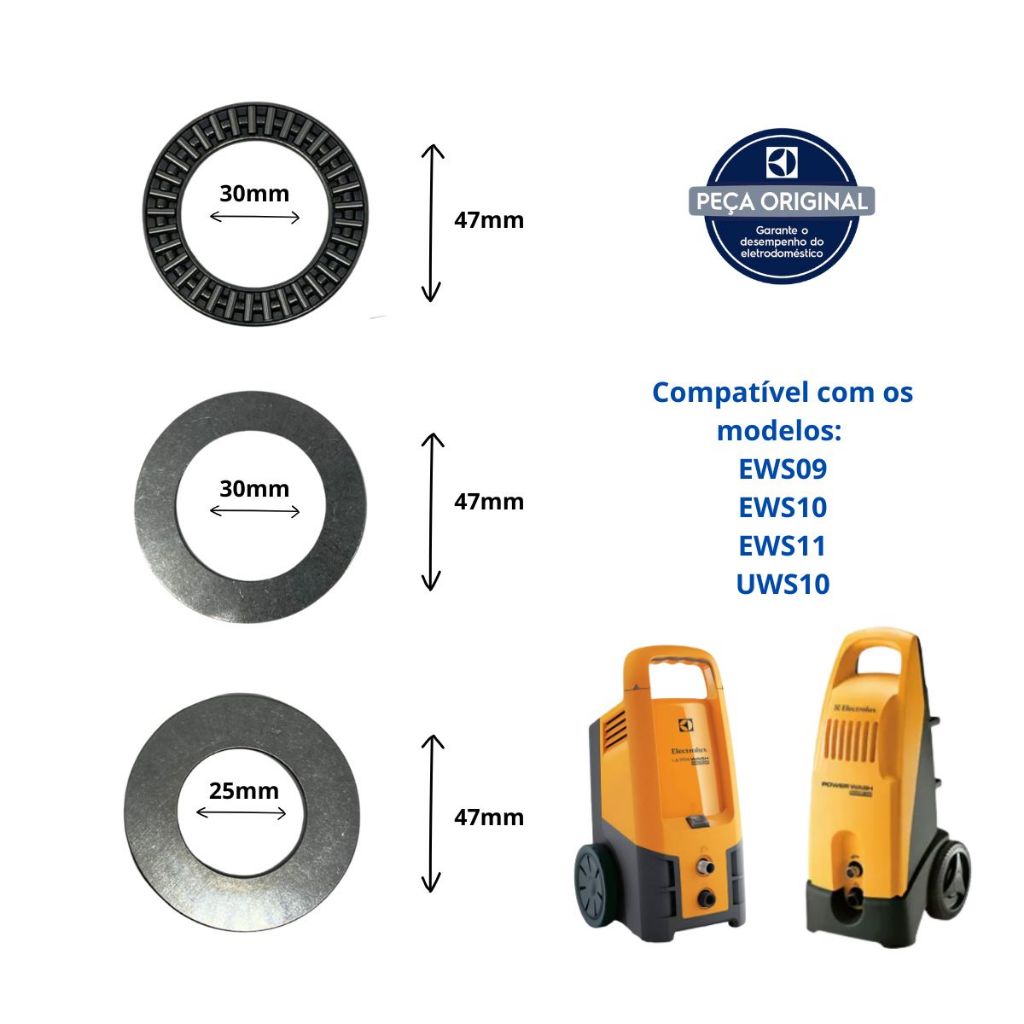 Rolamento Axial Lava Jato Electrolux Power Wash Ews10 Bomba Reposição