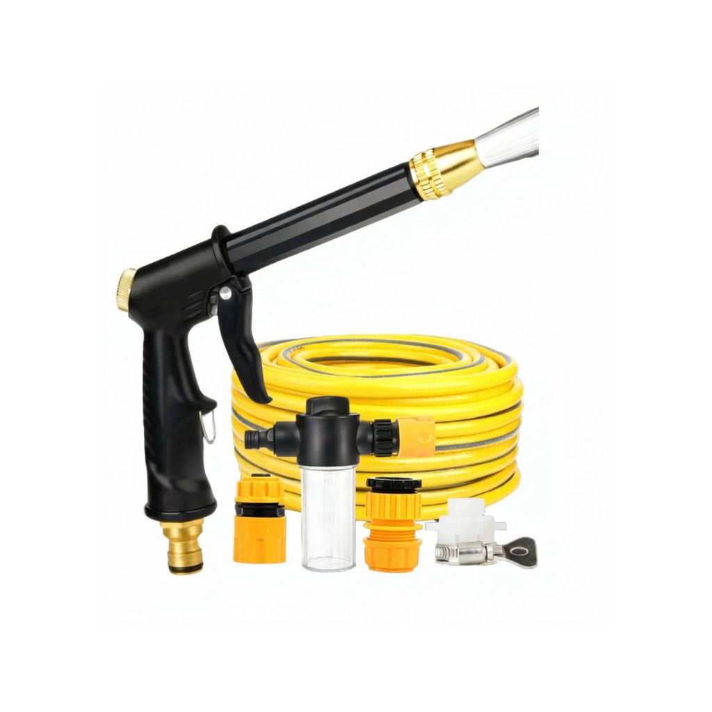 Kit Total Lavagem Automotiva Com Mangueira Esguicho Engate Rápido Adaptadores Para Carro Moto E Jardim Limpeza Doméstica