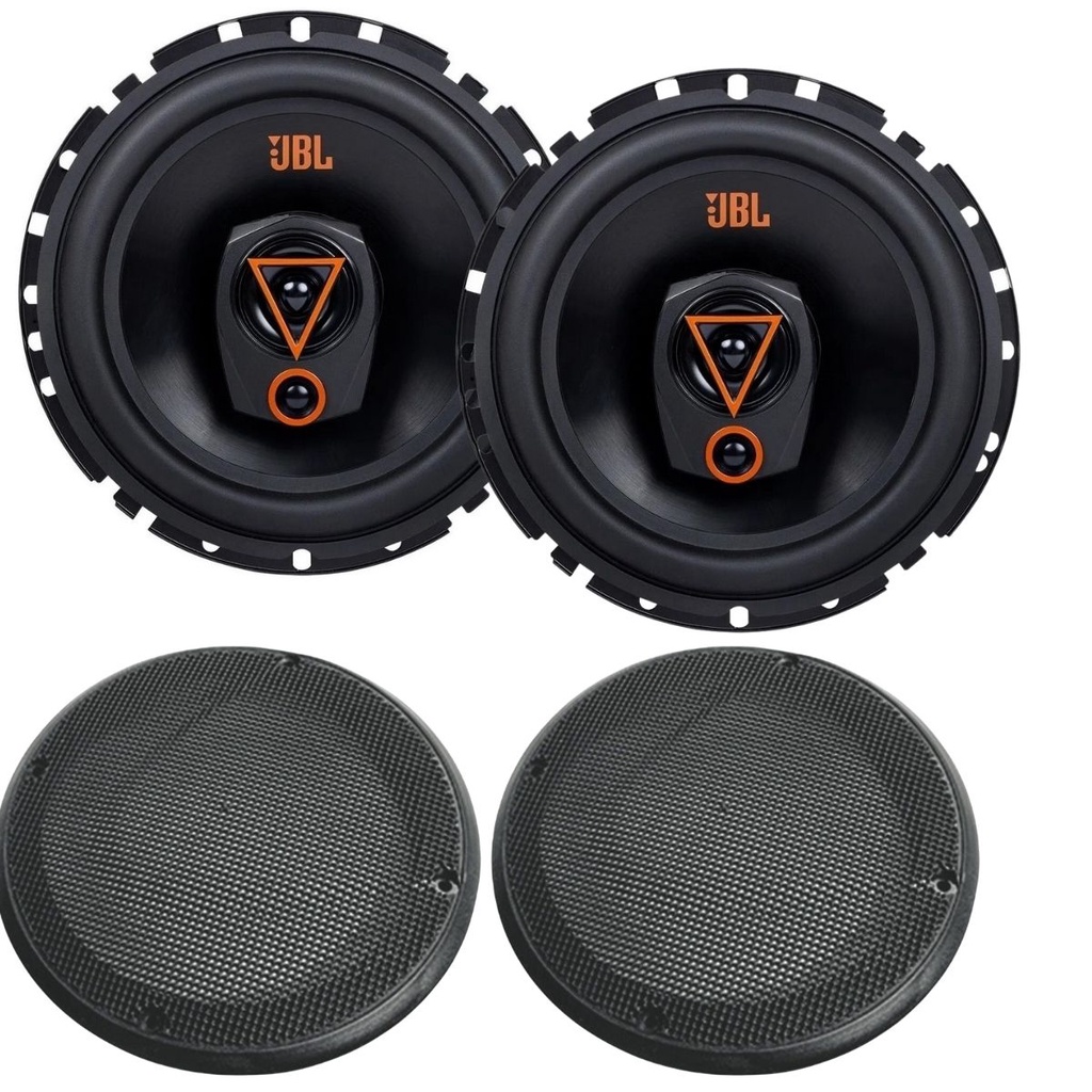 Par Alto Falantes 6 JBL Triaxial 6TRMS80 Multisystem 160W + Par de Telas Proteção 6 Preta