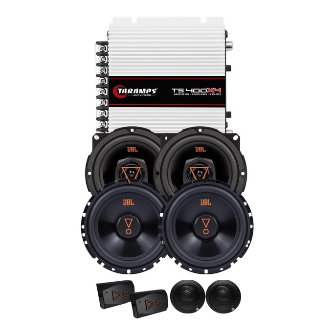 Kit 2 Vias 6 JBL 62VMS80 160W + Par Alto Falantes 5 Triaxiais JBL 5TRMS80 160W + Módulo TS400x4