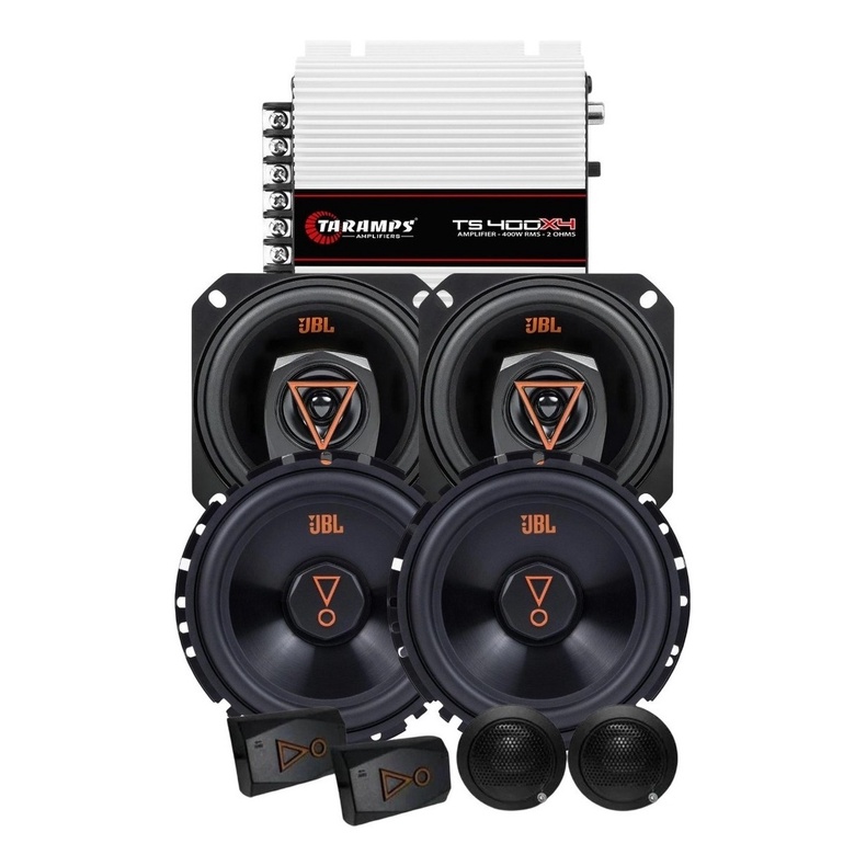 Kit 2 Vias 6 JBL 62VMS80 160W + Par Alto Falantes 4 Triaxiais JBL 4TRMS80 160W + Módulo TS400x4