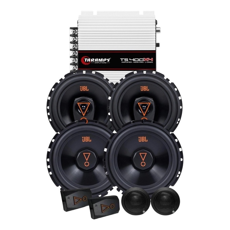 Kit 2 Vias 6 JBL 62VMS80 160W + Par Alto Falantes 6 Triaxiais JBL 6TRMS80 160W + Módulo TS400x4