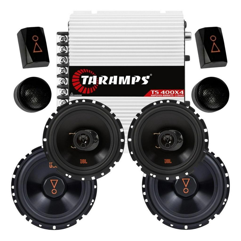 Kit 2 Vias JBL 62VMS80 160W + Par Alto Falantes JBL 6 Triaxiais 6TRFX55 110W + Módulo TS400x4