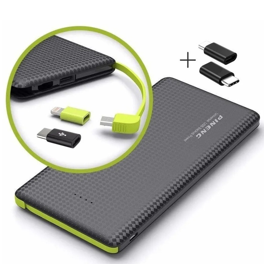 Bateria Portátil Pineng Carregador Power Bank 10000mah Pn-951 + Adaptador