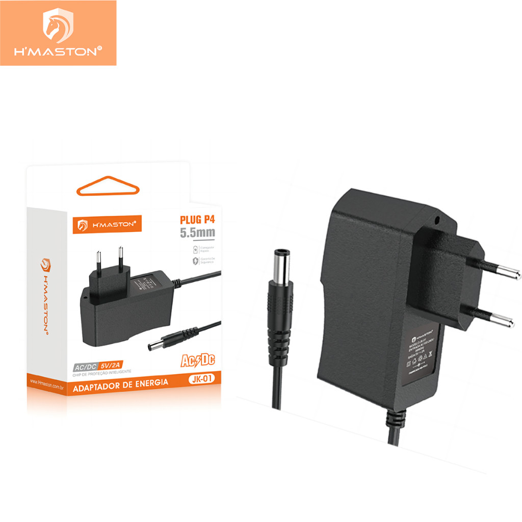 H'maston JK-01 Fonte 5v 2a Power Adapter Bivolt Ac/dc - Com Plug P4 5.5mm