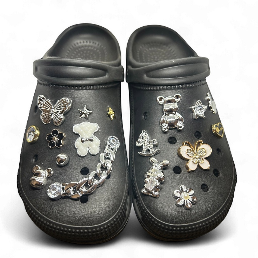 Acessórios para sapatos Buraco Sapato Sandálias Clogs Pins Botons DIY ABS Modelos Decorativos Conjunto Kit