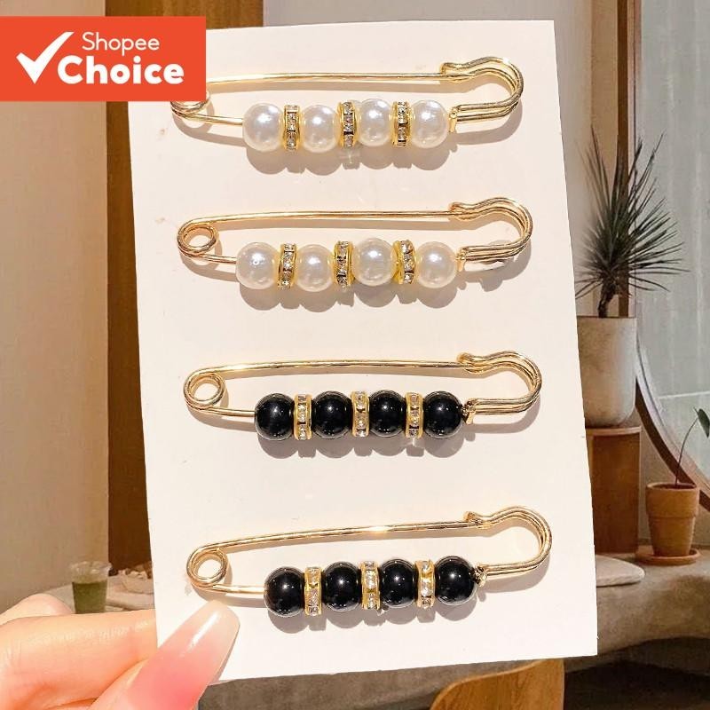 Conjunto De 4 Peças De Fivelas De Cintura Femininas Estilo Coreano-Broches De Pérolas Da Moda E Acessórios De Alfinetes