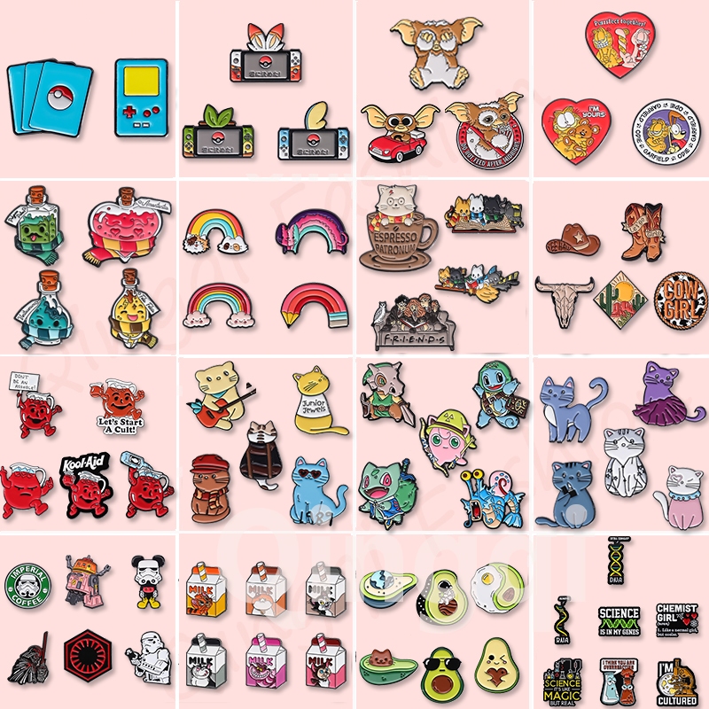 2-6pcs/Set Cute Animals Esmalte Conjunto De Alfinetes De Cartoon Broche Colorido Crachás De Lapela Mochila Colthing Jewelry Gifts for Friends