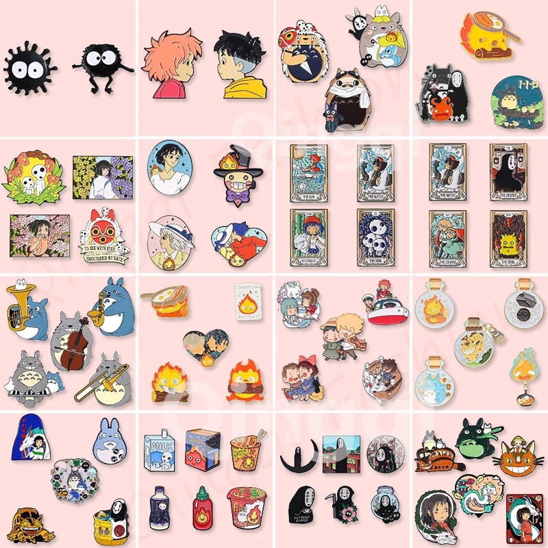 2-6 Unidades/Conjunto Ghibli Anime Series De Broche Esmaltado Cartoon Spirited Away No Faceman Totoro Broches Emblemas D