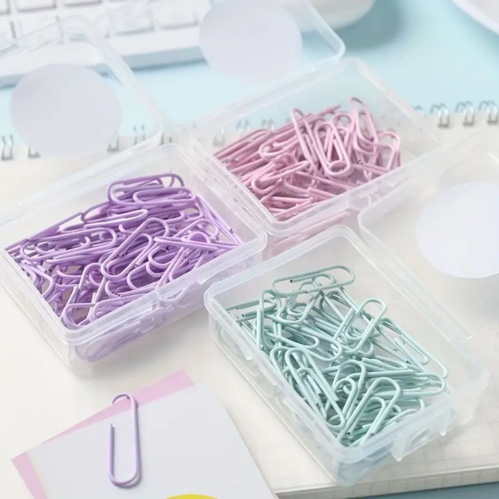 Conjunto de 50 Mini Clips de Papel Metálicos Candy Colors 28mm Fofo Pequeno Escritório Escolar Folha