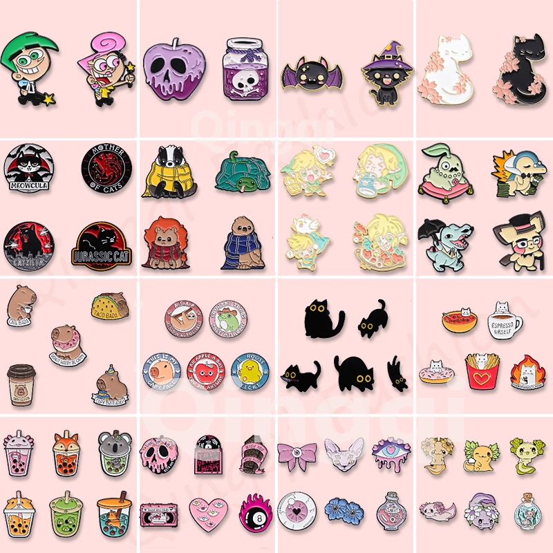 2-6pcs/Set Cute Animals Esmalte Conjunto De Alfinetes De Cartoon Broche Colorido Crachás De Lapela Mochila Colthing Jewelry Gifts for Friends