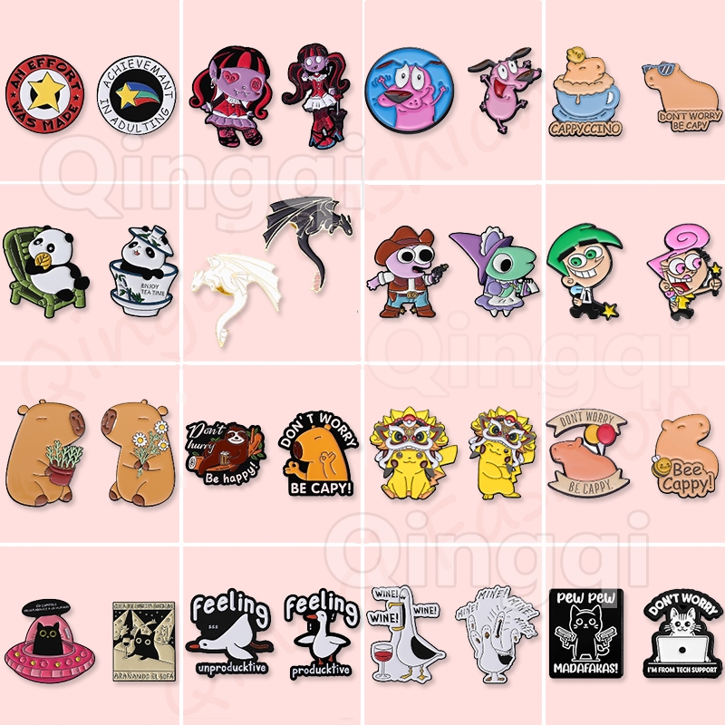 2Pcs/Set Cartoon Anime Pins Esmalte Conjunto De Broches De Animais Bonitos Crachás De Lapela Mochila Engraçado Roupas Jóias Presentes