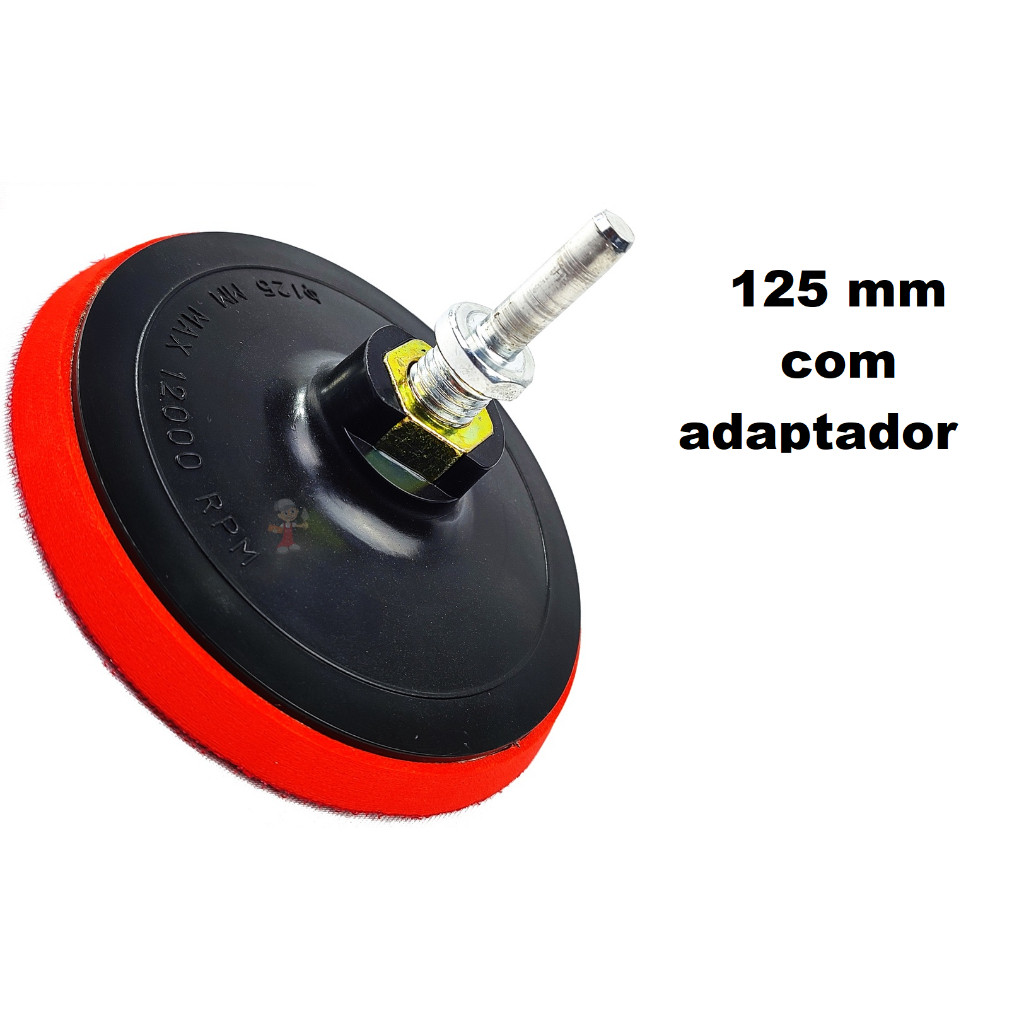 Suporte Disco Boina Com Velcro 125mm espuma M14 para Polimento com adaptador