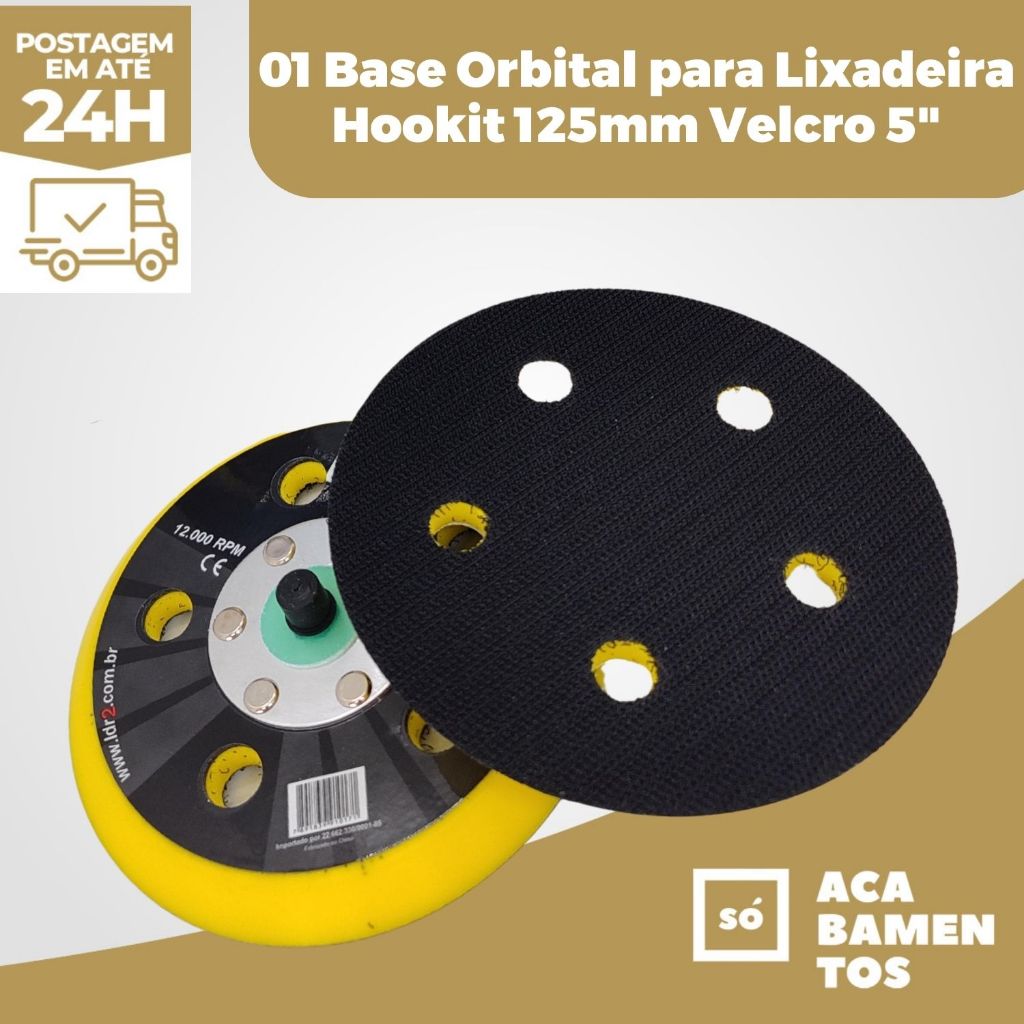 Base Suporte Orbital Lixadeira Disco Hookit 125mm Velcro 5