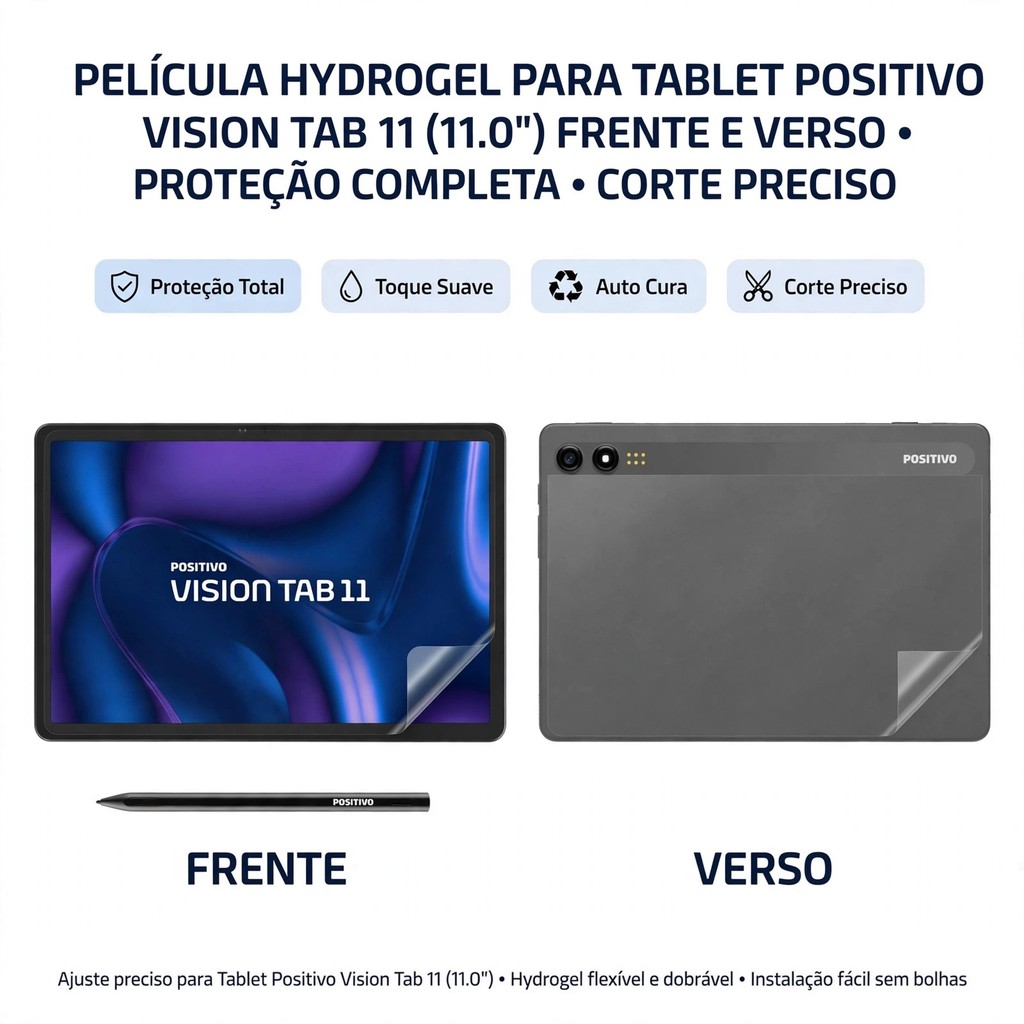 Pelicula De Hydrogel (Frontal / Traseira / Kit) Para Tablet Positivo Vision Tab 11 (11.0)